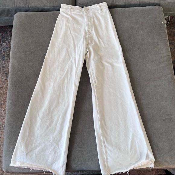 Zara Denim - Zara Marine Straight Wide Leg Jeans White 2